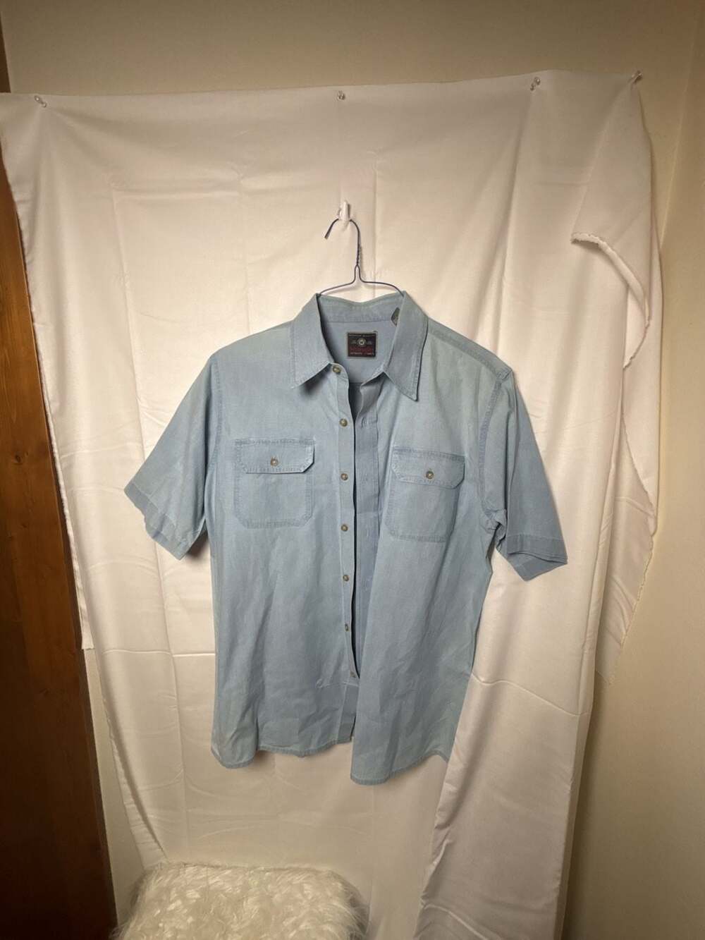 Wrangler Short Sleeve Denim Shirt Size M Light Blue Cotton